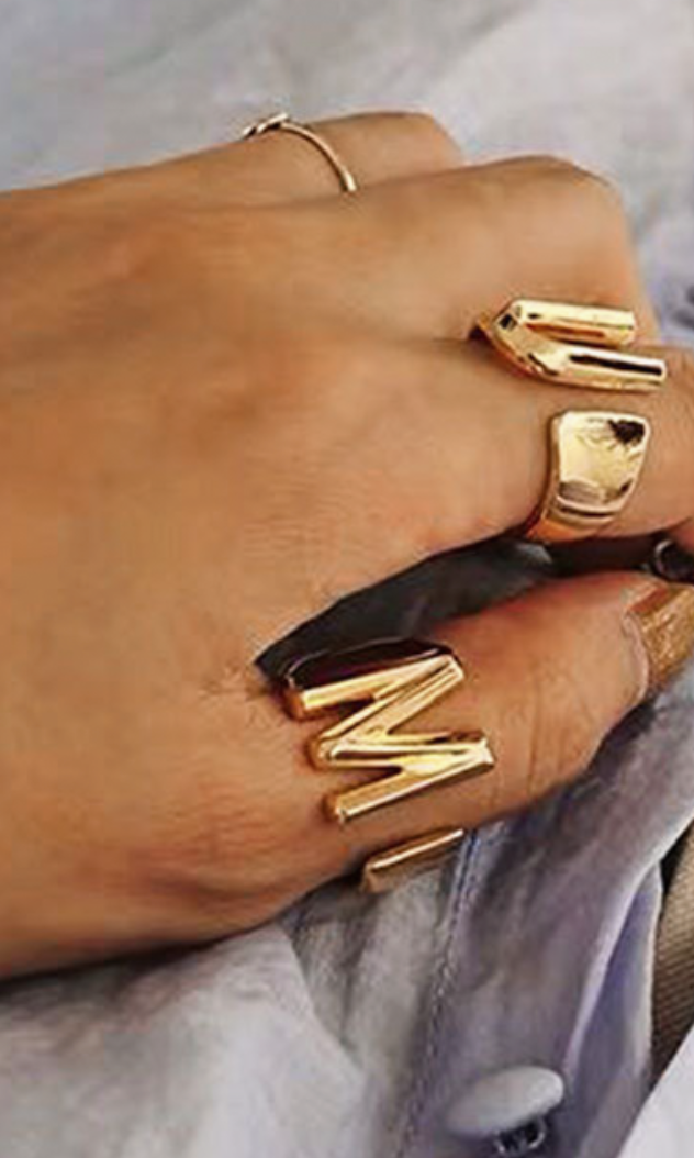 Adjustable Initial Ring-Rings-mark Ash-The Silo Boutique, Women's Fashion Boutique Located in Warren and Grand Forks North Dakota