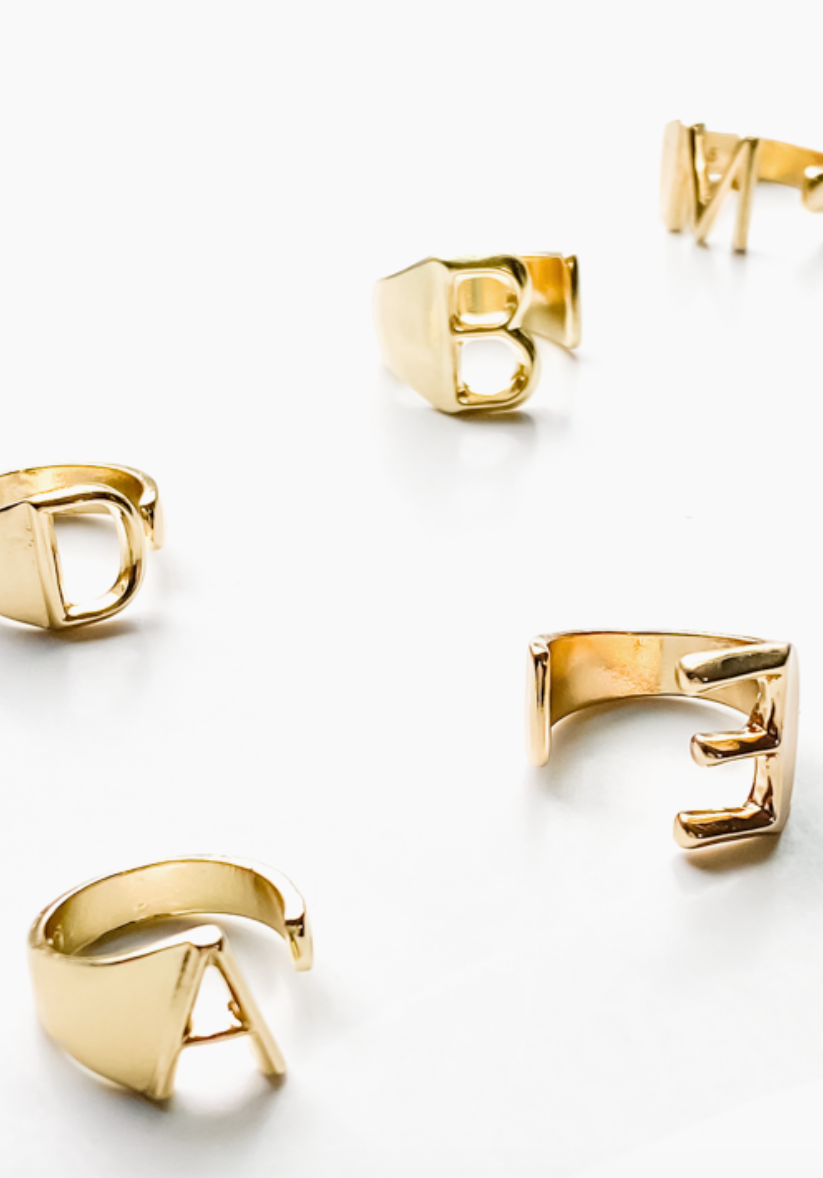 Adjustable Initial Ring-Rings-mark Ash-The Silo Boutique, Women's Fashion Boutique Located in Warren and Grand Forks North Dakota