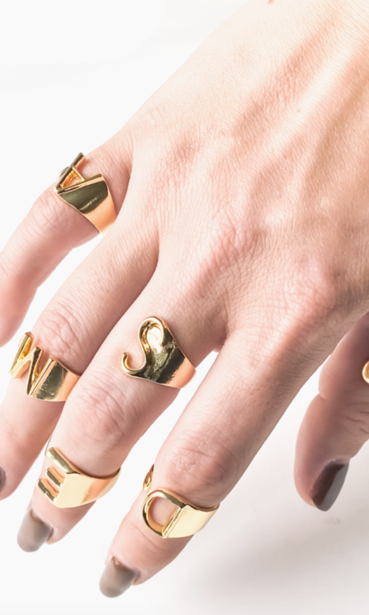 Adjustable Initial Ring-Rings-mark Ash-The Silo Boutique, Women's Fashion Boutique Located in Warren and Grand Forks North Dakota