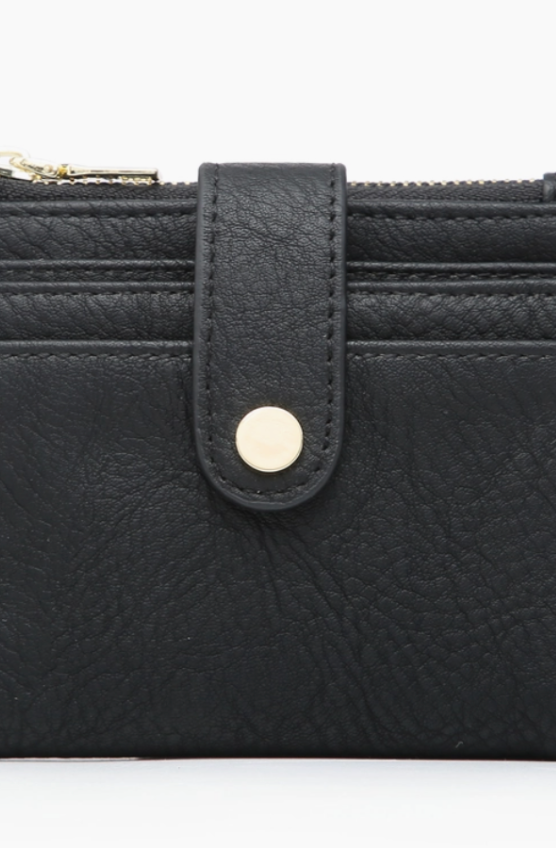 Jen and Co Black Sam Mini Snap Card Wallet-Wallets-Jen and Co-The Silo Boutique, Women's Fashion Boutique Located in Warren and Grand Forks North Dakota