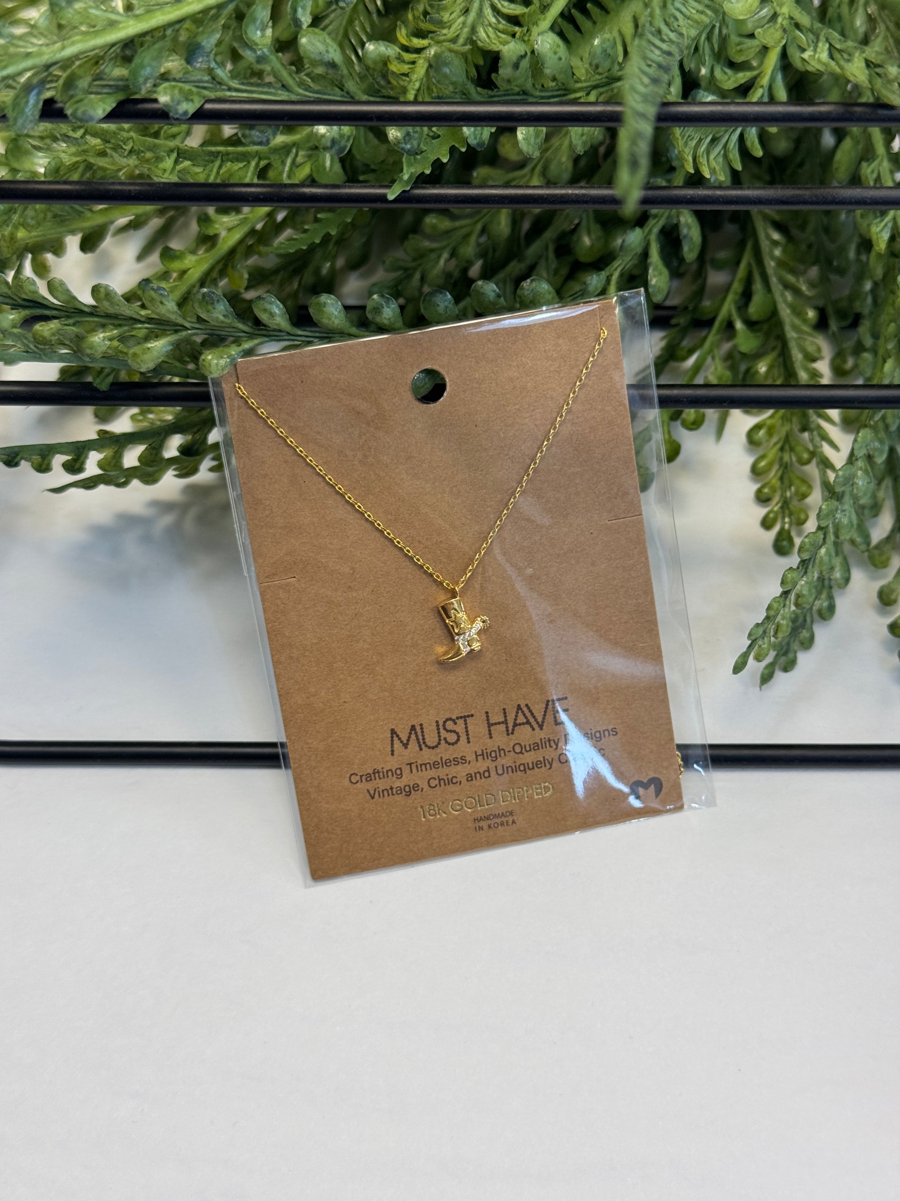 Kick It Gold Boot Necklace-Gold-Necklaces-Fame-The Silo Boutique, Women's Fashion Boutique Located in Warren and Grand Forks North Dakota