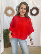 Quinn Quarter Sleeve Cardigan-Red-Sweaters-hyfve-The Silo Boutique, Women's Fashion Boutique Located in Warren and Grand Forks North Dakota