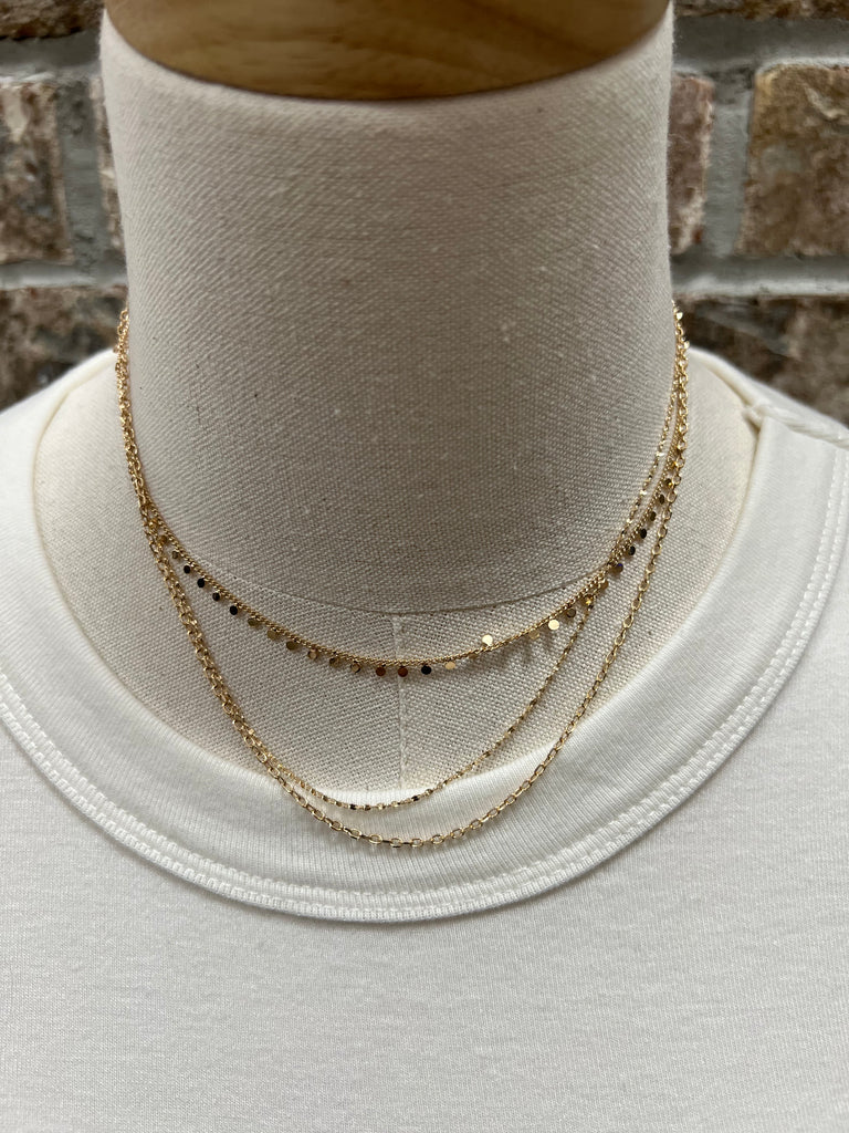 Fame 3 Chain Linked Necklace-Necklaces-Fame-The Silo Boutique, Women's Fashion Boutique Located in Warren and Grand Forks North Dakota