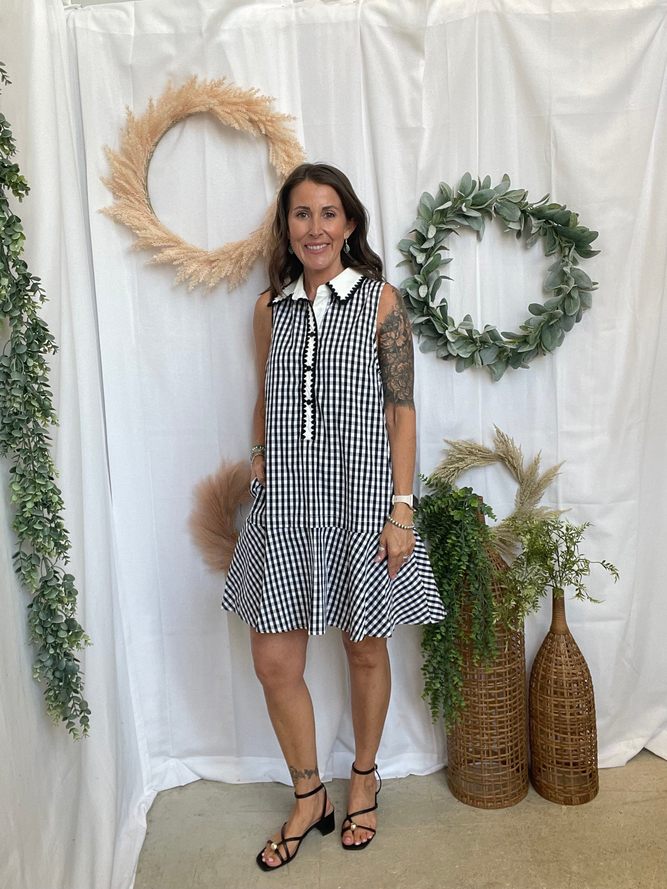 Vicki Black Gingham Dress-Final Sale-Dresses-entro-The Silo Boutique, Women's Fashion Boutique Located in Warren and Grand Forks North Dakota