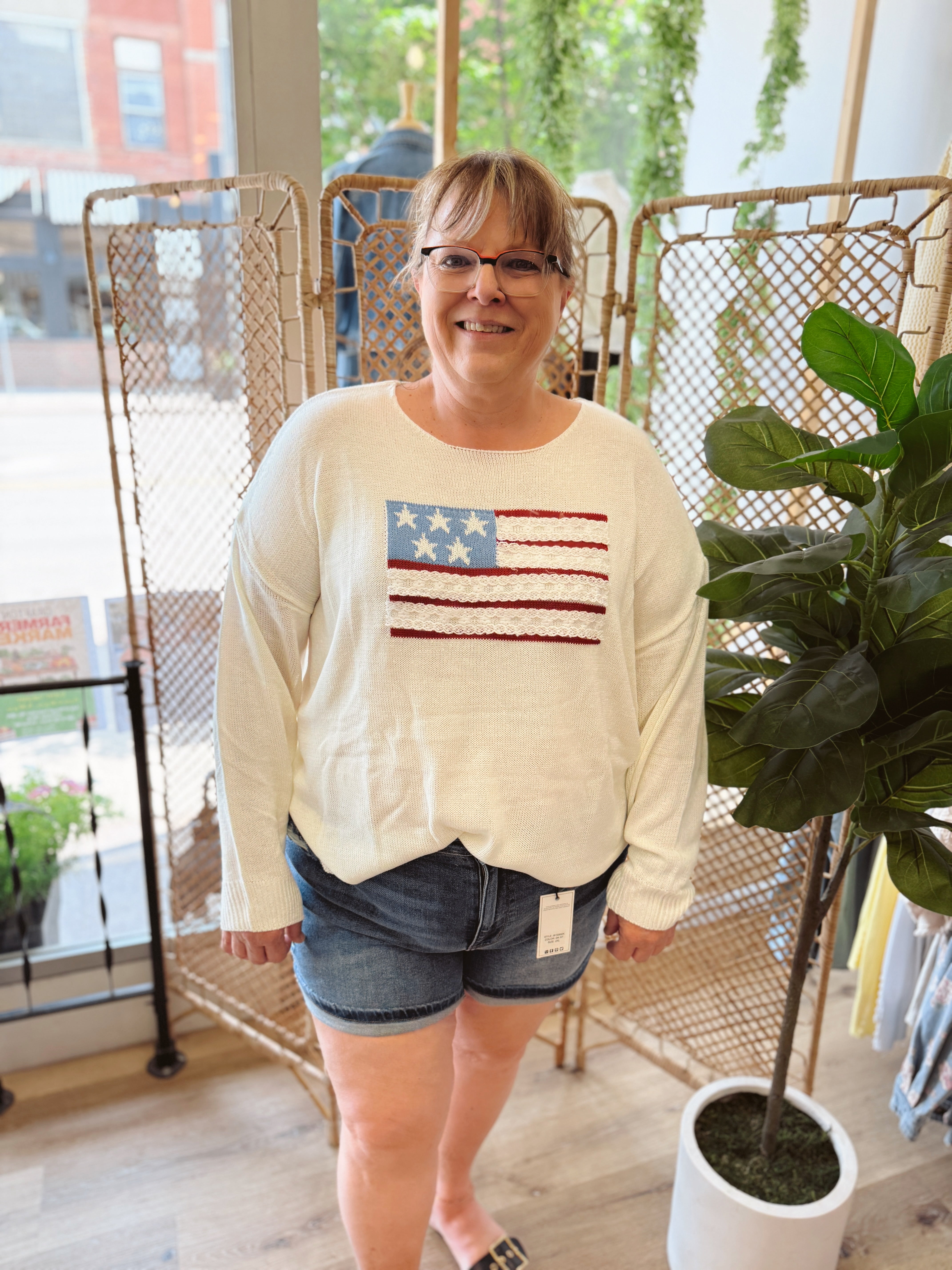 Gia Flag Sweater-FINAL SALE-Sweaters-gilli-The Silo Boutique, Women's Fashion Boutique Located in Warren and Grand Forks North Dakota