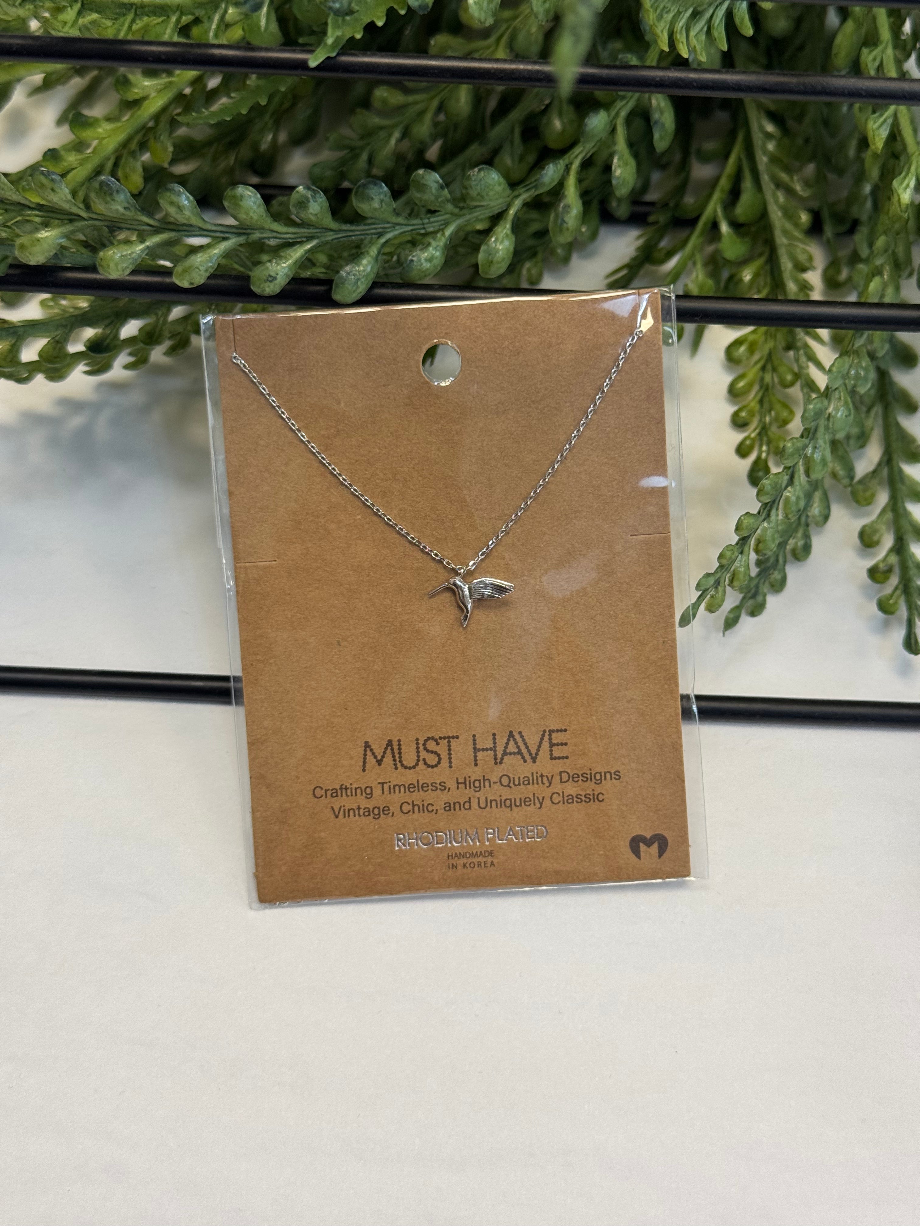 Hummingbird Necklace-Silver-Necklaces-Fame-The Silo Boutique, Women's Fashion Boutique Located in Warren and Grand Forks North Dakota
