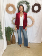 Skies Velvet Blazer-Red-Blazers-skies are blue-The Silo Boutique, Women's Fashion Boutique Located in Warren and Grand Forks North Dakota