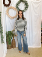 Nikki Stripe Sweater-Heather Gray-Sweaters-hyfve-The Silo Boutique, Women's Fashion Boutique Located in Warren and Grand Forks North Dakota