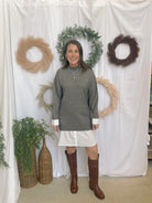 Skies Twofer Shirt Sweater Dress-Charcoal-Sweaters-skies are blue-The Silo Boutique, Women's Fashion Boutique Located in Warren and Grand Forks North Dakota