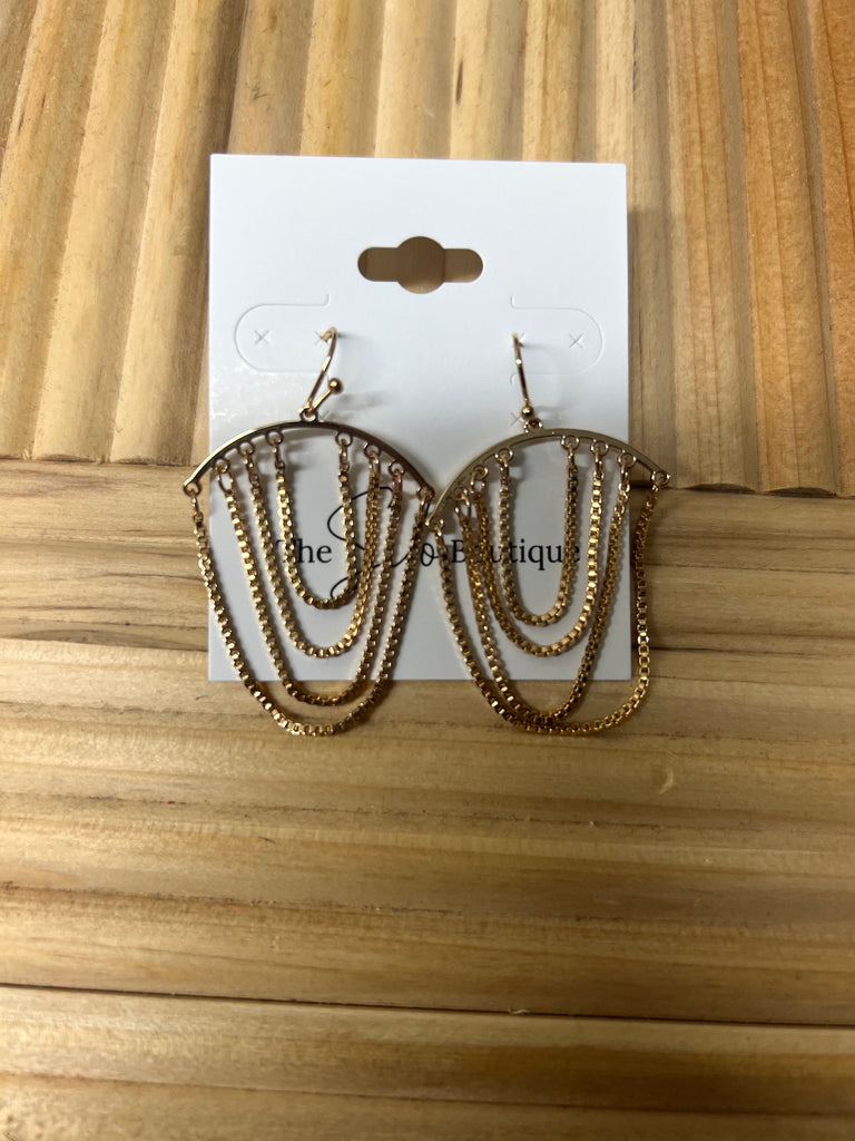 Box Chain Drop Earrings-Earrings-Fame-The Silo Boutique, Women's Fashion Boutique Located in Warren and Grand Forks North Dakota