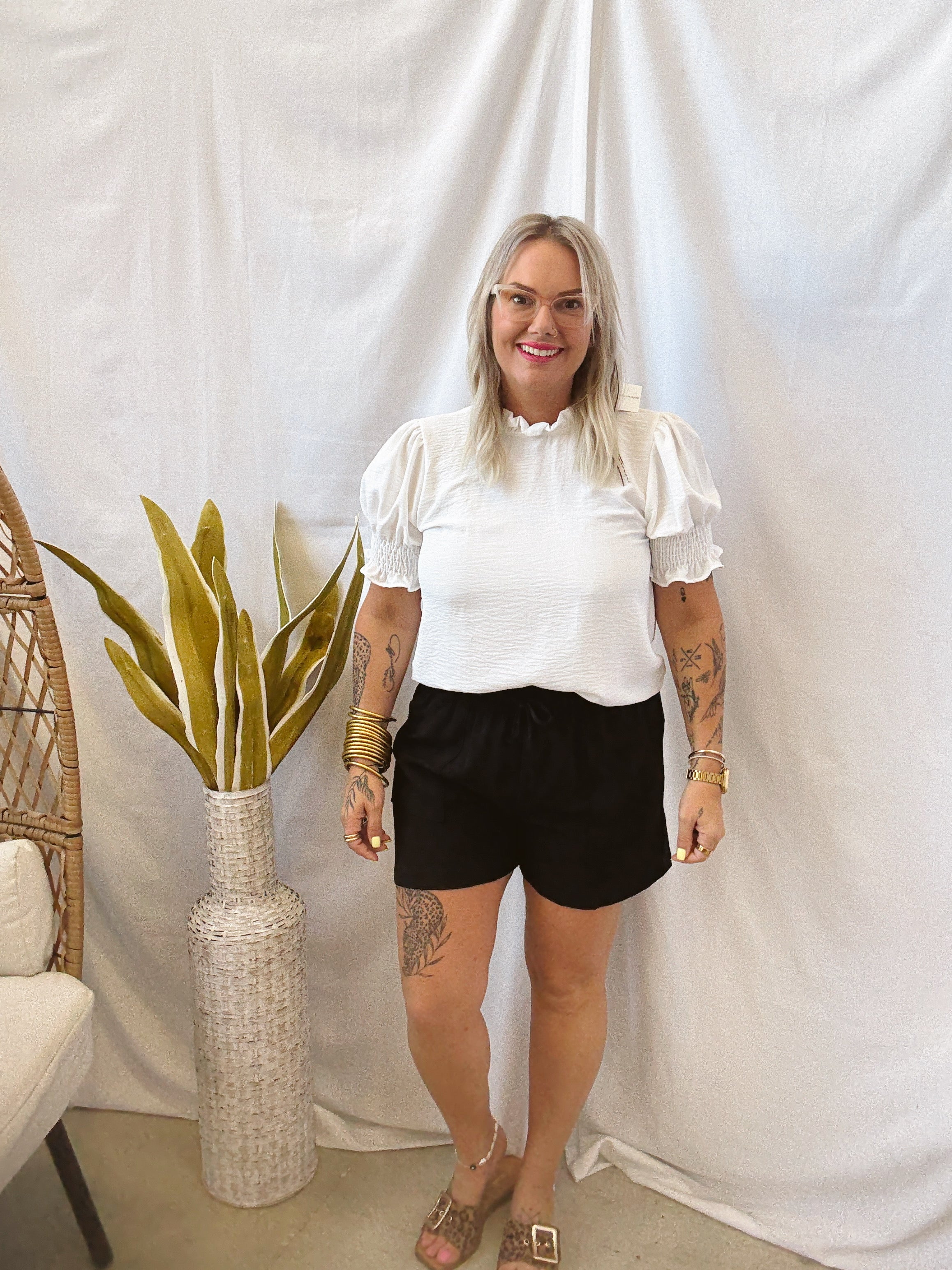Paper Bag Shorts-Black-Shorts-staccato-The Silo Boutique, Women's Fashion Boutique Located in Warren and Grand Forks North Dakota