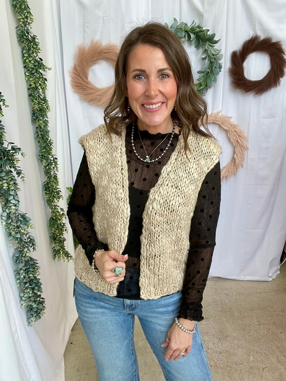Claire Chunky Knit Vest-Oatmeal-Vests-listicle-The Silo Boutique, Women's Fashion Boutique Located in Warren and Grand Forks North Dakota
