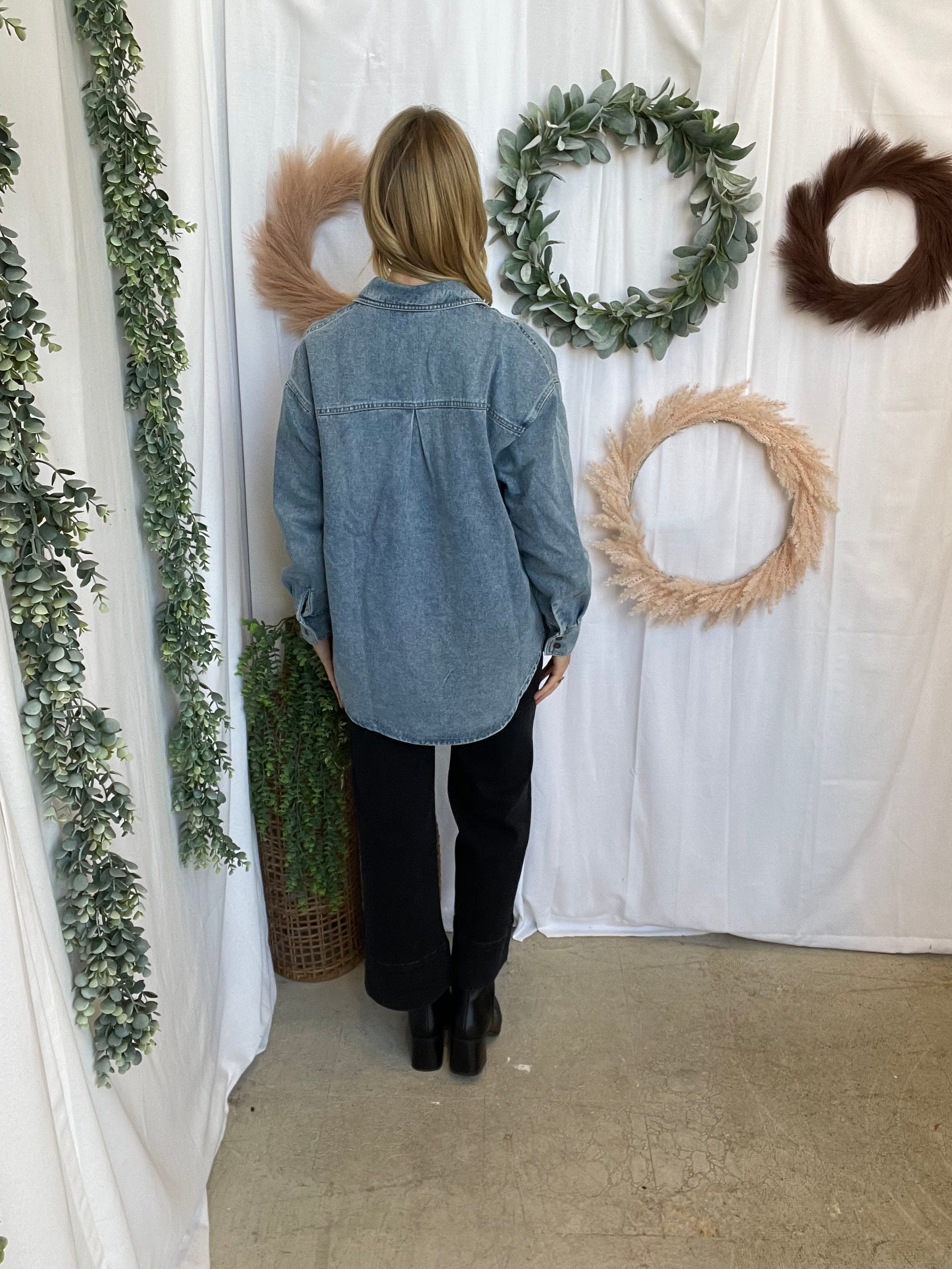 Meg Denim Button Up Top-Long Sleeve Tops-hyfve-The Silo Boutique, Women's Fashion Boutique Located in Warren and Grand Forks North Dakota