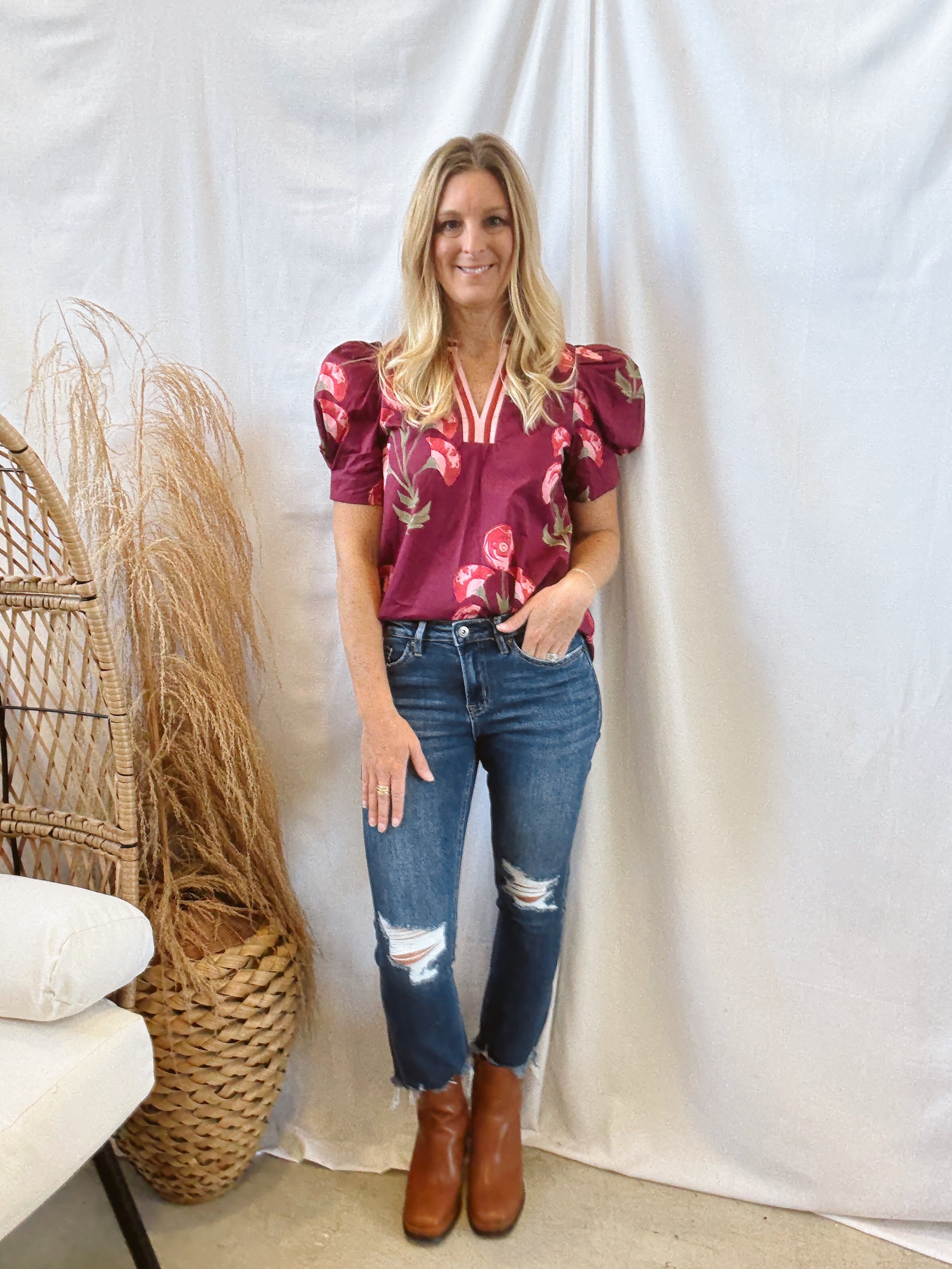 Mica Scotch Blue Bite Hem Jeans-Jeans-mica-The Silo Boutique, Women's Fashion Boutique Located in Warren and Grand Forks North Dakota