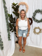 Mono B Ribbed Tank Top-White-Tank Tops-mono b-The Silo Boutique, Women's Fashion Boutique Located in Warren and Grand Forks North Dakota