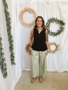 Linen Blend Two-tie Swing Top-Black-Tank Tops-be cool-The Silo Boutique, Women's Fashion Boutique Located in Warren and Grand Forks North Dakota