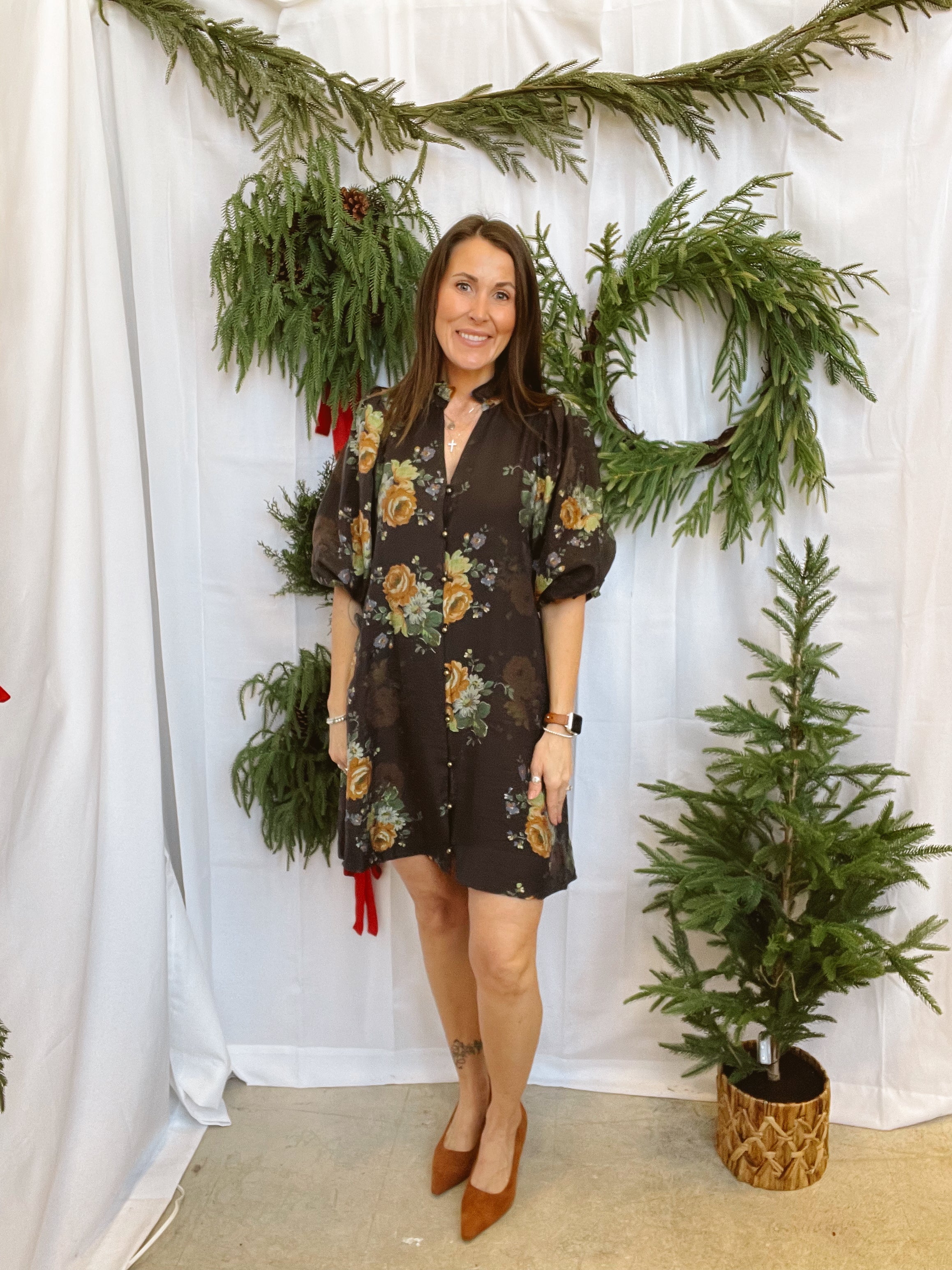 Floral Belted Dress-Dresses-entro-The Silo Boutique, Women's Fashion Boutique Located in Warren and Grand Forks North Dakota