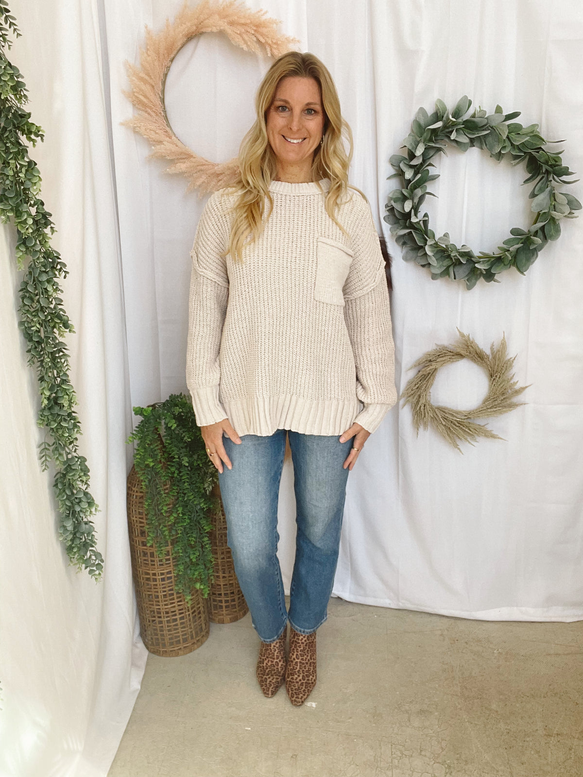 Cozy Charlie Chunky Knit Sweater-Cream-Sweaters-very j-The Silo Boutique, Women's Fashion Boutique Located in Warren and Grand Forks North Dakota