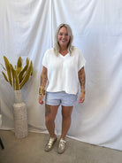 Blue and White Boxer Shorts-Tank Tops-blu pepper-The Silo Boutique, Women's Fashion Boutique Located in Warren and Grand Forks North Dakota