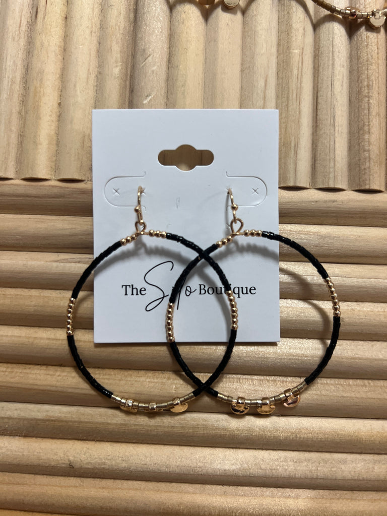 Seed Beaded Circle Drop Earrings-Earrings-Fame-The Silo Boutique, Women's Fashion Boutique Located in Warren and Grand Forks North Dakota