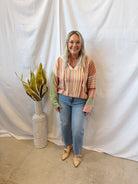 Lovey Striped Natural Hooded Top-Final Sale-Long Sleeve Tops-very j-The Silo Boutique, Women's Fashion Boutique Located in Warren and Grand Forks North Dakota