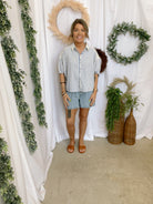 Blue Stripe Corey Top-Short Sleeve Tops-The Silo Boutique-The Silo Boutique, Women's Fashion Boutique Located in Warren and Grand Forks North Dakota