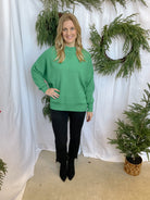 Green Mock Sweater-Sweaters-she and sky-The Silo Boutique, Women's Fashion Boutique Located in Warren and Grand Forks North Dakota