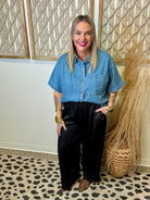 Polly Lace Trim Pants-Black-Pants-baevely-The Silo Boutique, Women's Fashion Boutique Located in Warren and Grand Forks North Dakota