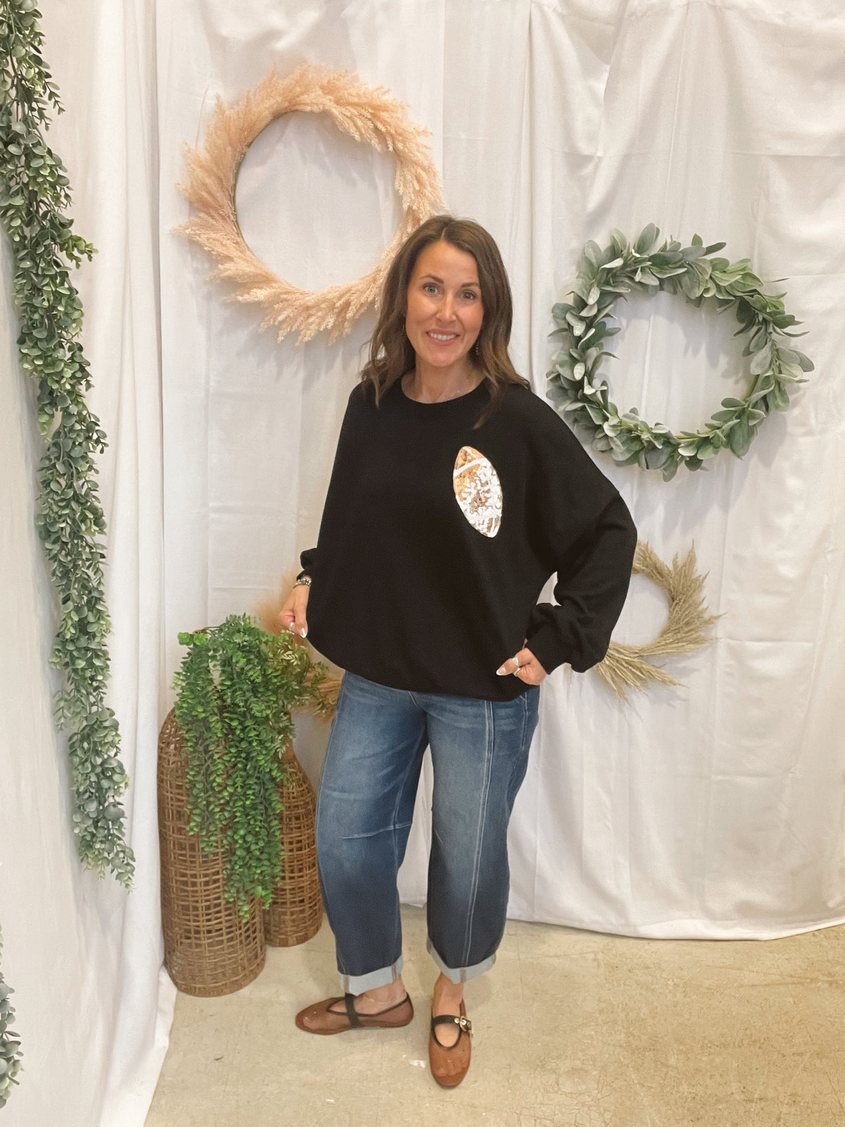 Game Day Football Graphic Tee-Black-Graphic Tees-faire-The Silo Boutique, Women's Fashion Boutique Located in Warren and Grand Forks North Dakota