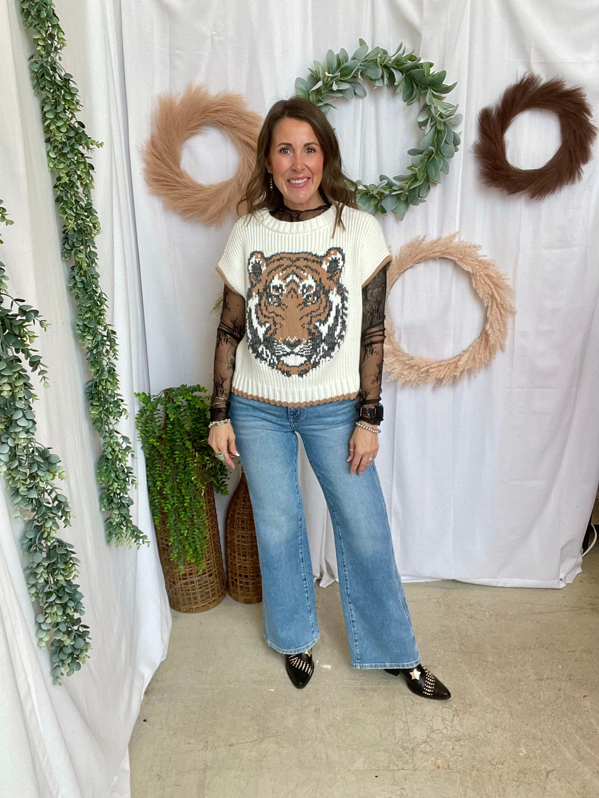 Retro Tiger Sweater-Sweaters-day-The Silo Boutique, Women's Fashion Boutique Located in Warren and Grand Forks North Dakota