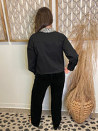 Elan Emily Rhinestone Top-Black-Long Sleeve Tops-elan-The Silo Boutique, Women's Fashion Boutique Located in Warren and Grand Forks North Dakota