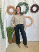 Vervet Pintuck Black Wide Leg Jeans-Jeans-vervet-The Silo Boutique, Women's Fashion Boutique Located in Warren and Grand Forks North Dakota