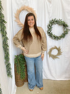 Jane Geo Print Sweater-Mocha-Sweaters-very j-The Silo Boutique, Women's Fashion Boutique Located in Warren and Grand Forks North Dakota