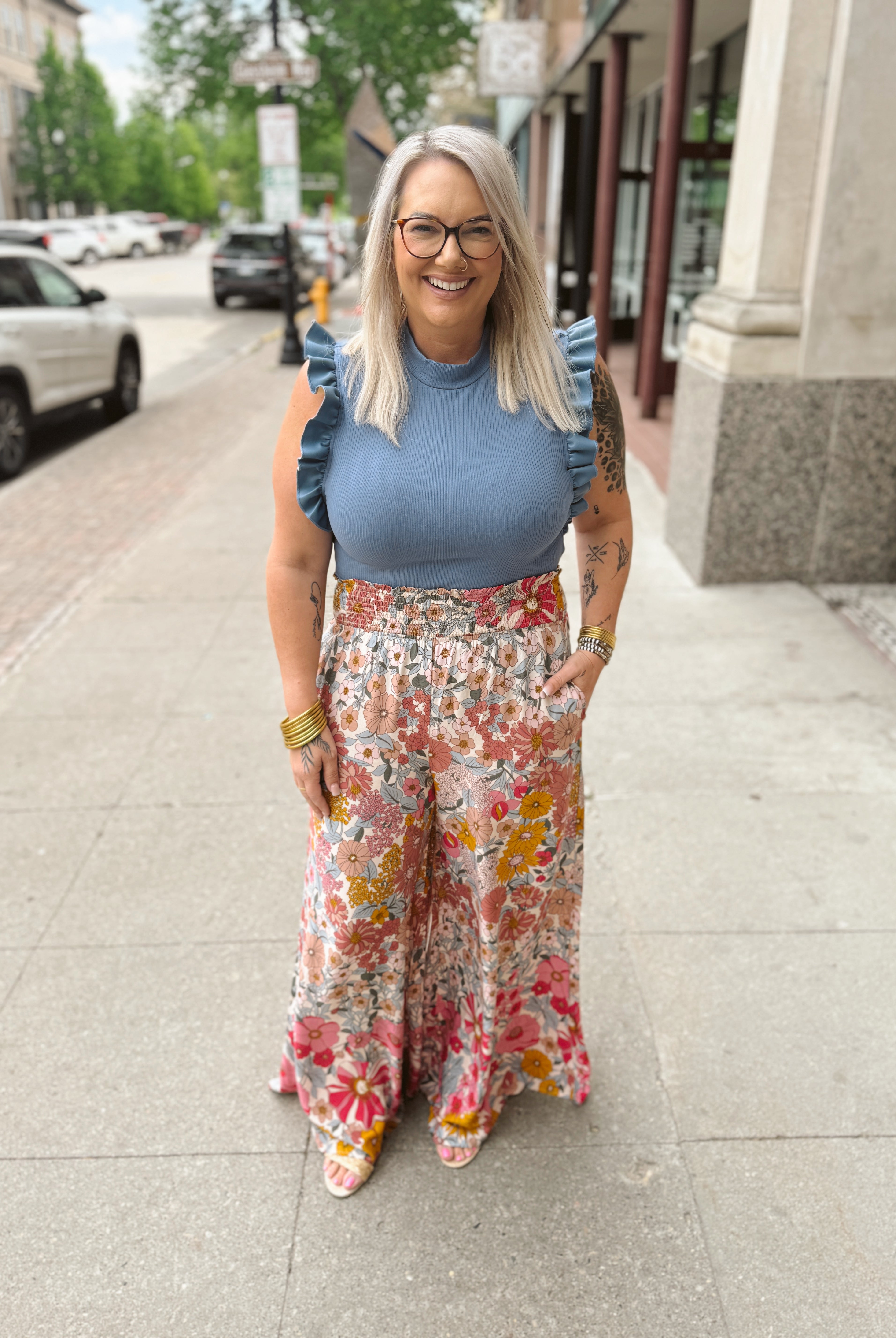 Floral Boho Wide Leg Pants-Pants-gigio-The Silo Boutique, Women's Fashion Boutique Located in Warren and Grand Forks North Dakota