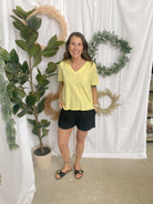 Stacey Solid Paper Bag Shorts-Black-Shorts-staccato-The Silo Boutique, Women's Fashion Boutique Located in Warren and Grand Forks North Dakota