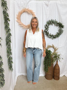 Metro Sleeveless Top-White-Tank Tops-cozy co-The Silo Boutique, Women's Fashion Boutique Located in Warren and Grand Forks North Dakota