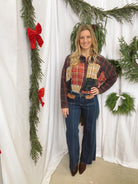 Patchwork Plaid Button Down Top-Long Sleeve Tops-kori-The Silo Boutique, Women's Fashion Boutique Located in Warren and Grand Forks North Dakota