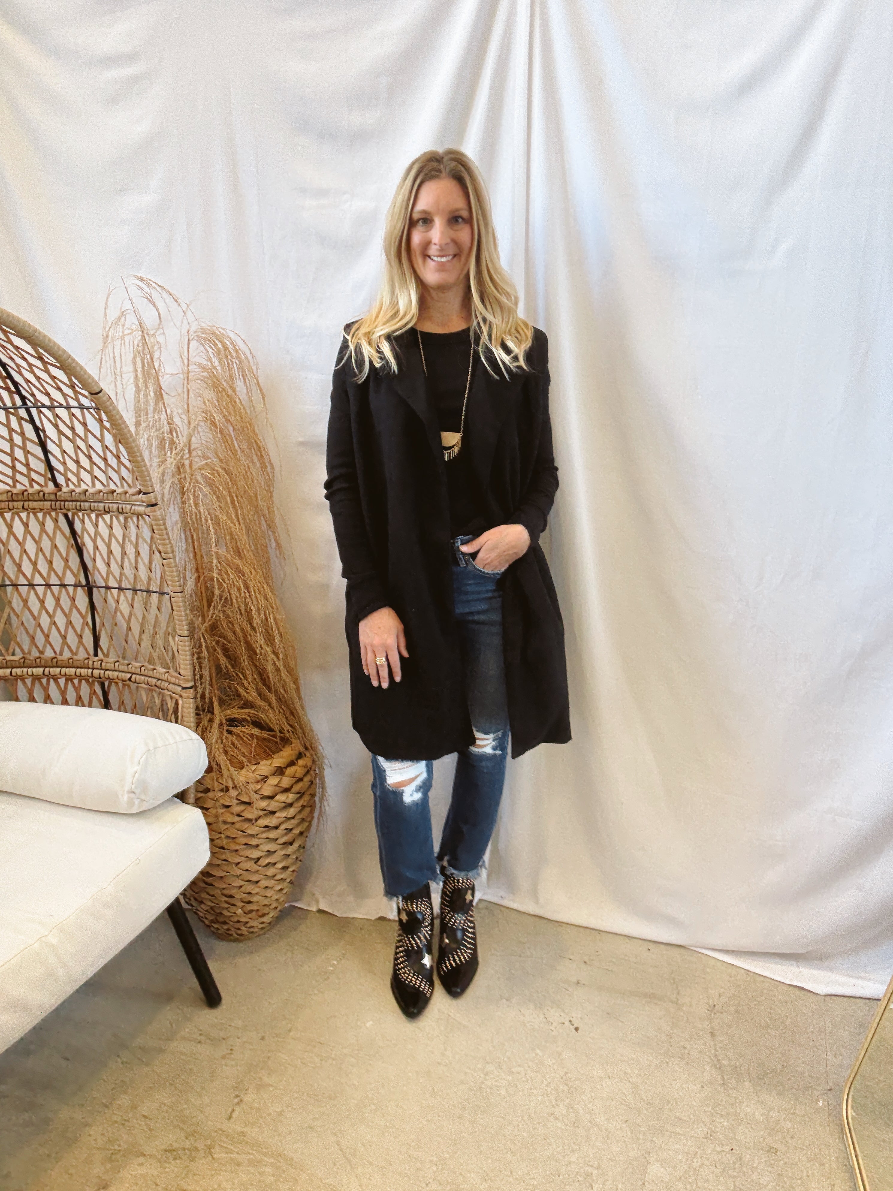 Soft Collared Long Vest-Black-Vests-active basics-The Silo Boutique, Women's Fashion Boutique Located in Warren and Grand Forks North Dakota