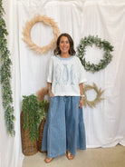 Three Fishes Knit Short Sleeve Top-Short Sleeve Tops-promesa-The Silo Boutique, Women's Fashion Boutique Located in Warren and Grand Forks North Dakota