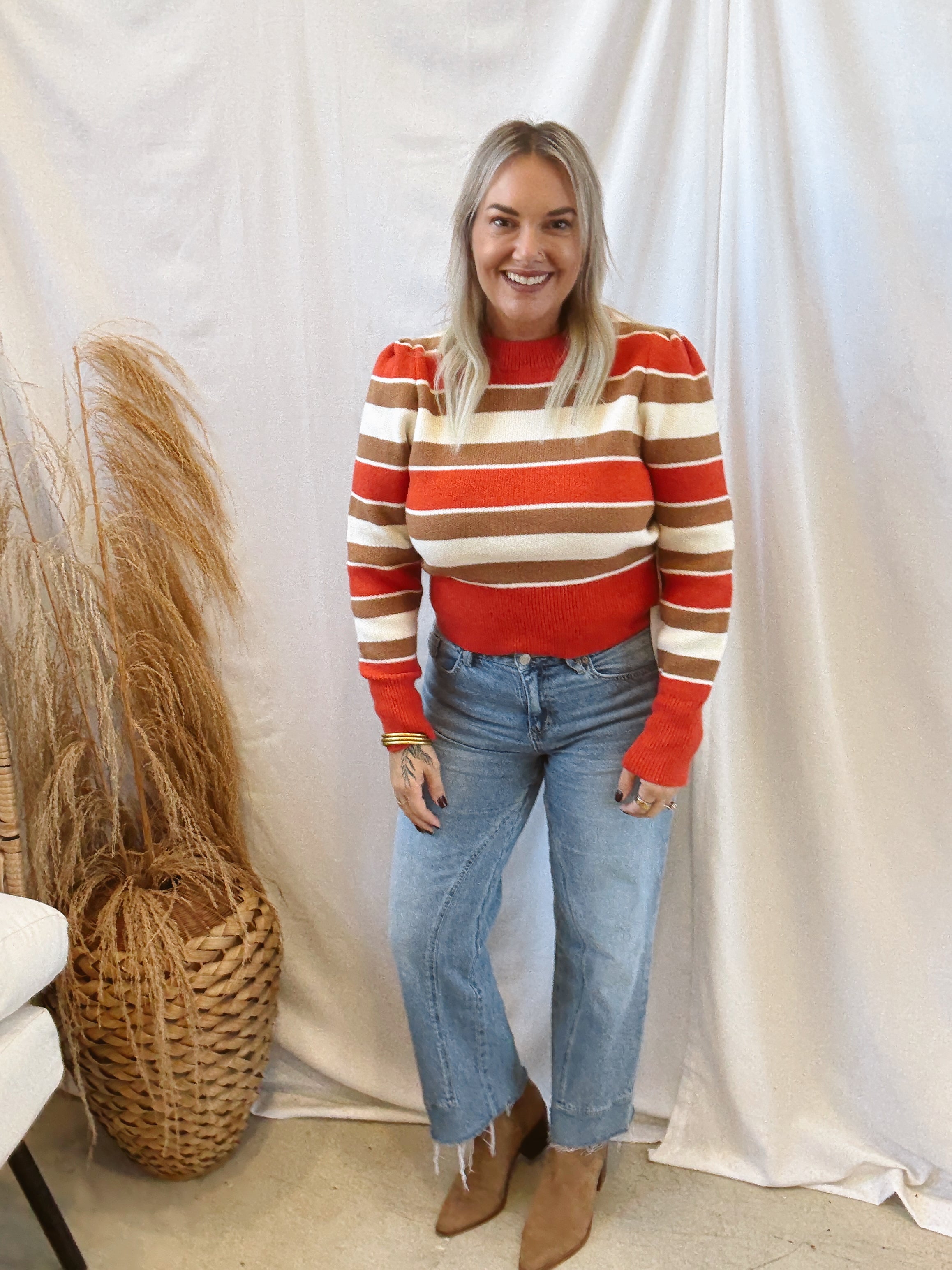 Retro Striped Sweater-Sweaters-Lumiere-The Silo Boutique, Women's Fashion Boutique Located in Warren and Grand Forks North Dakota