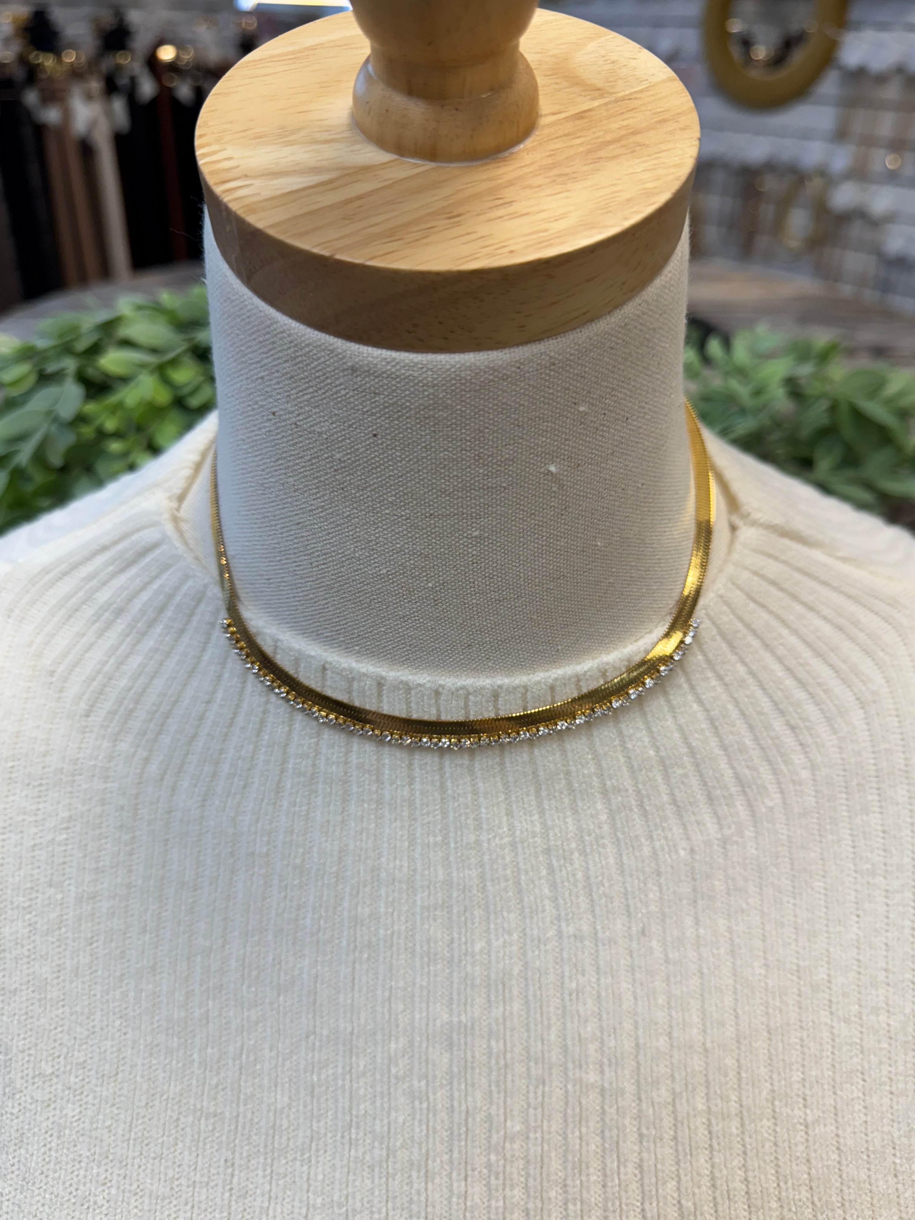 M & S Pave Herringbone Necklace-Necklaces-mila and stevie-The Silo Boutique, Women's Fashion Boutique Located in Warren and Grand Forks North Dakota