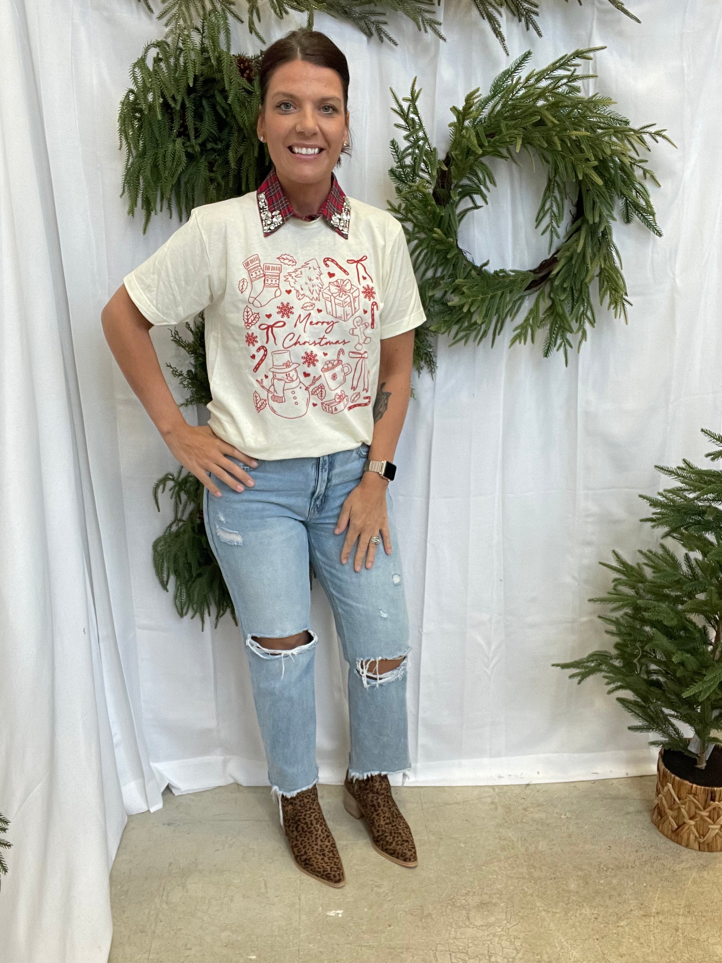All Things Merry Christmas Tee-Graphic Tees-Summer Tees-The Silo Boutique, Women's Fashion Boutique Located in Warren and Grand Forks North Dakota