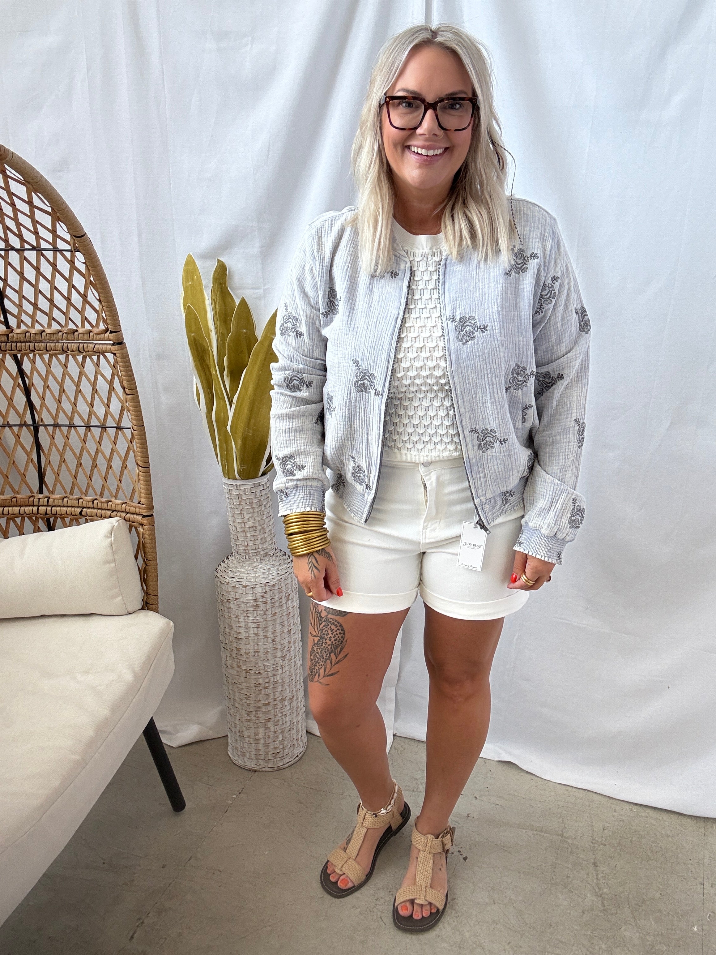 Judy Blue Double Cuff White Shorts-Final Sale-Shorts-judy blue-The Silo Boutique, Women's Fashion Boutique Located in Warren and Grand Forks North Dakota