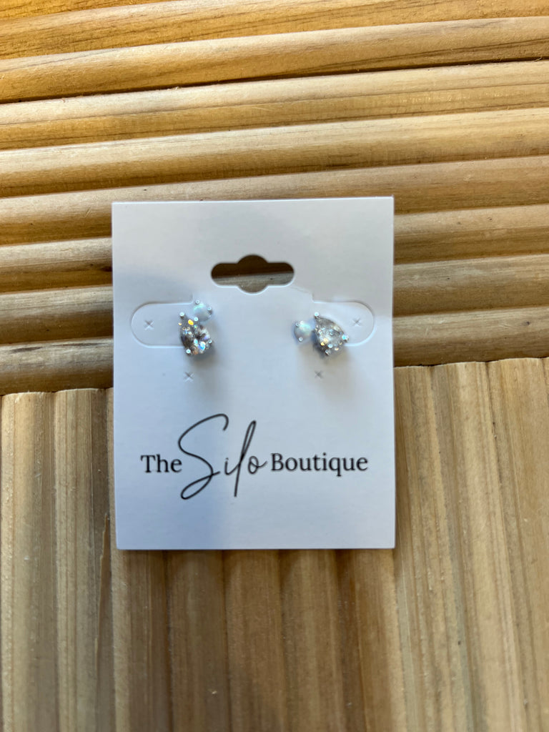 Fame Rhinestone Teardrop Stud Earrings-Earrings-Fame-The Silo Boutique, Women's Fashion Boutique Located in Warren and Grand Forks North Dakota