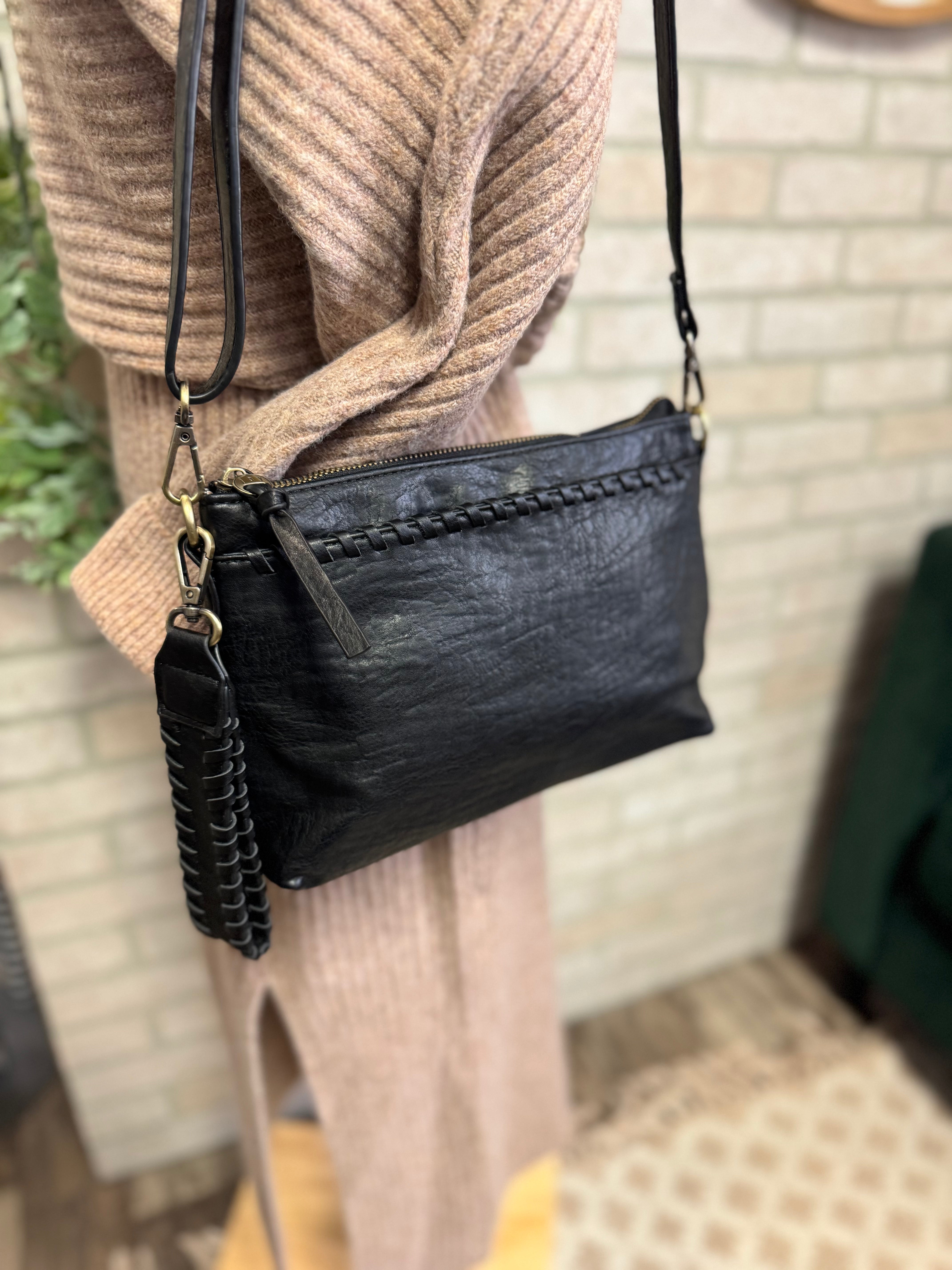 Joy Susan Oakley Whipstitch Crossbody-Black-Purses-joy susan-The Silo Boutique, Women's Fashion Boutique Located in Warren and Grand Forks North Dakota