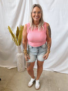 Pink Coral Ribbed Tank Top-FINAL SALE-Tank Tops-staccato-The Silo Boutique, Women's Fashion Boutique Located in Warren and Grand Forks North Dakota