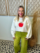 Apple Motif Sweater-Sweaters-twentyfourth-The Silo Boutique, Women's Fashion Boutique Located in Warren and Grand Forks North Dakota