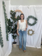 Skies Scalloped Eyelet Tank Top-Tank Tops-skies are blue-The Silo Boutique, Women's Fashion Boutique Located in Warren and Grand Forks North Dakota