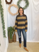 Julie Striped Top-Navy-Long Sleeve Tops-blu pepper-The Silo Boutique, Women's Fashion Boutique Located in Warren and Grand Forks North Dakota