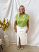 Avocado Mock Short Sleeve Sweater Top-Short Sleeve Tops-eesome-The Silo Boutique, Women's Fashion Boutique Located in Warren and Grand Forks North Dakota